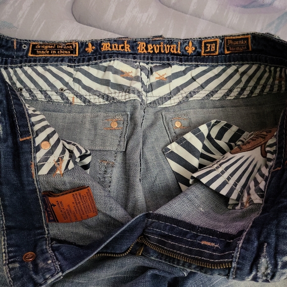 Rock Revival Phoenix StraightLight Blue size 38. Inseam measures 30. Embelished - Picture 7 of 11